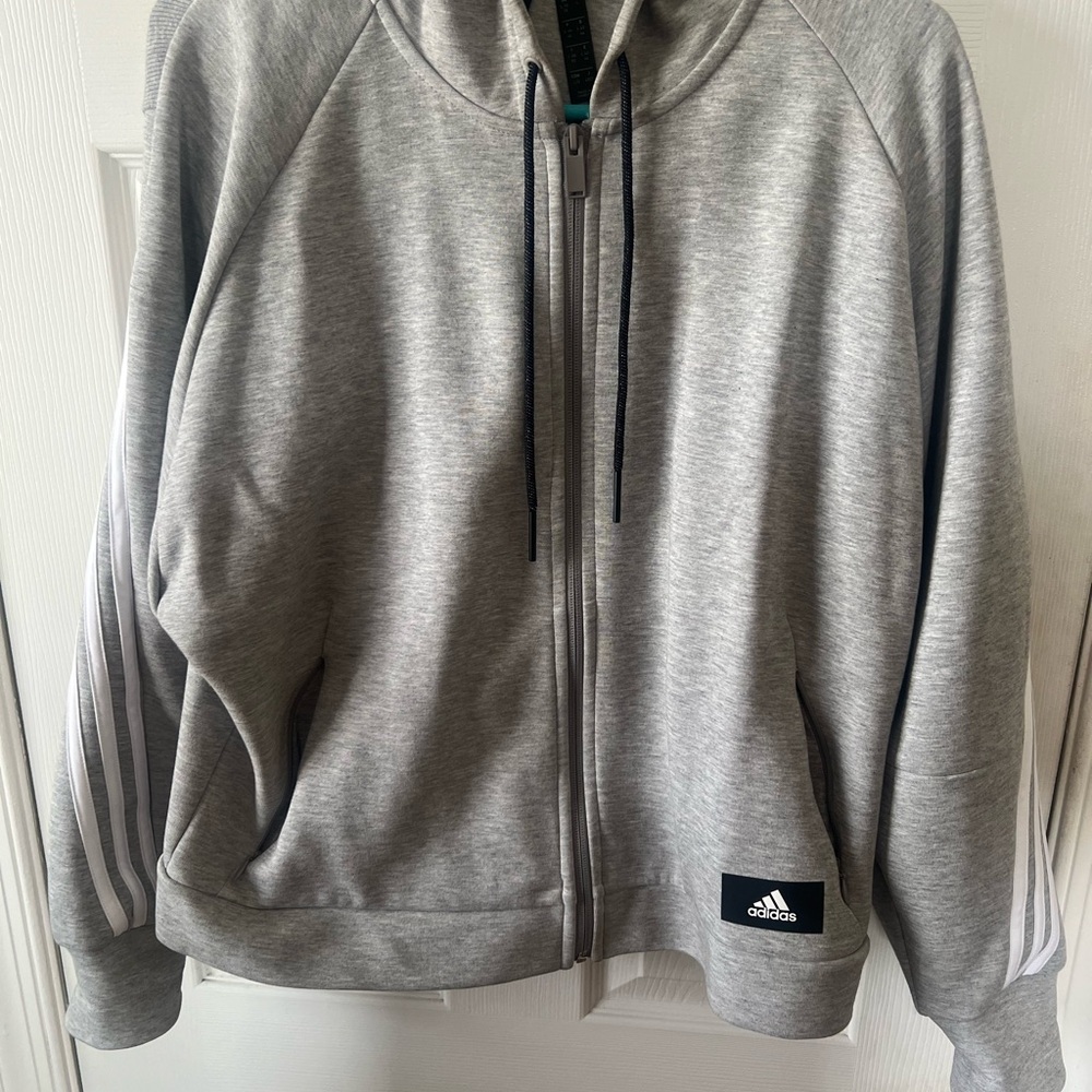 Adidas Gray Zip-Up Hoodie